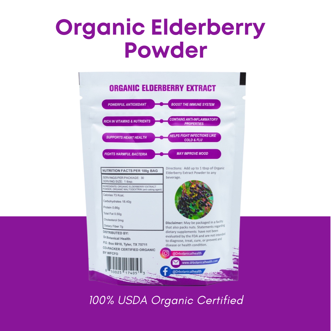 Elderberry Extract Powder (USDA Organic) 100g Dr. Botanical Health
